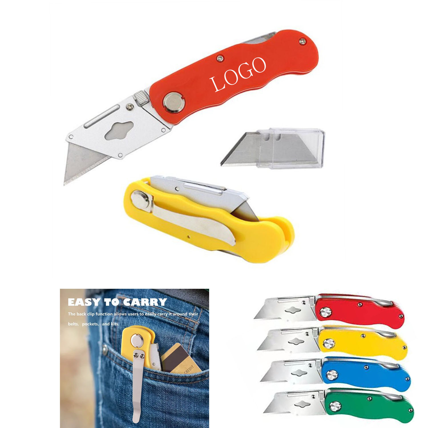 Folding Utility Knife with Extra 5Pcs Blades