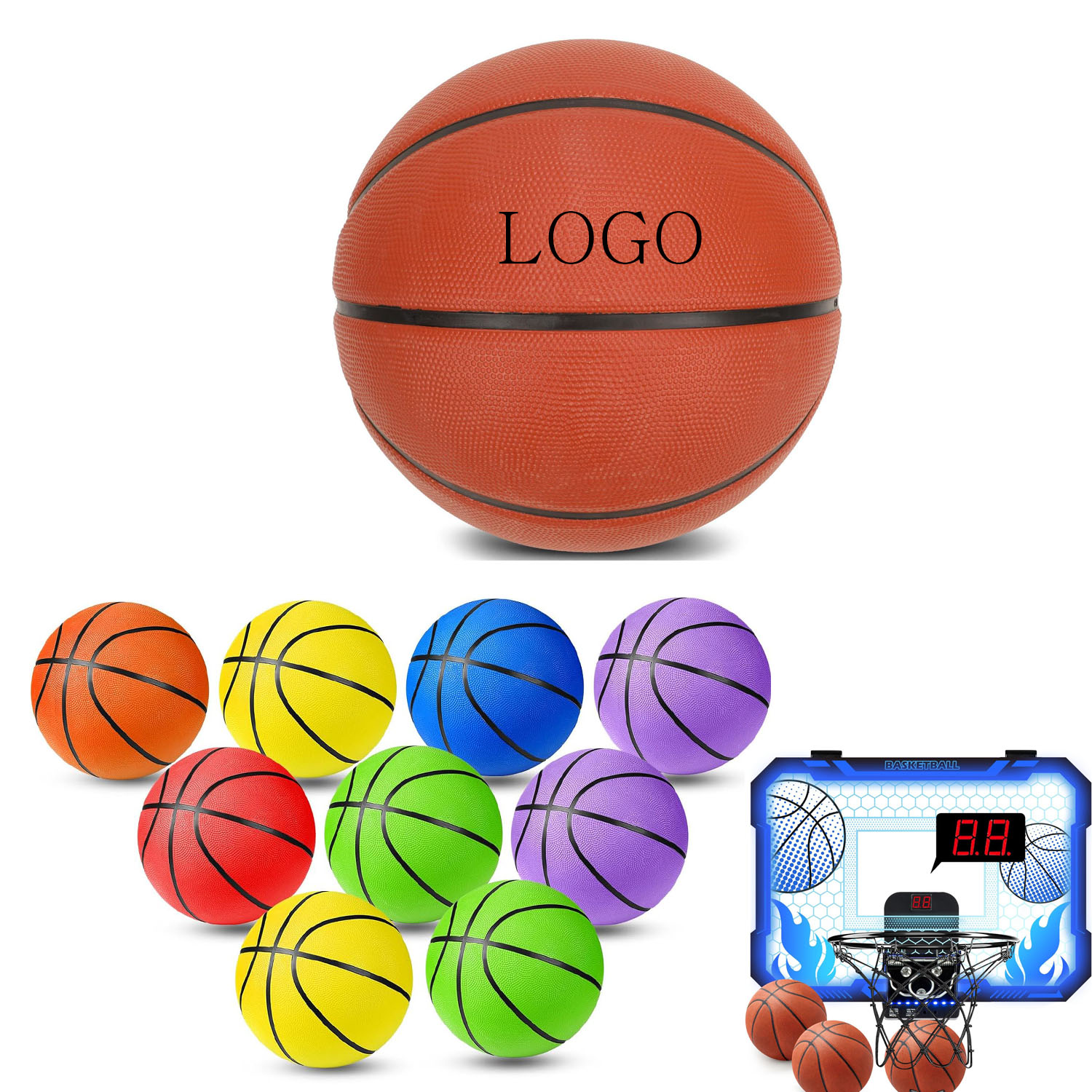 Official Regulation Size 7 Rubber Basketball 