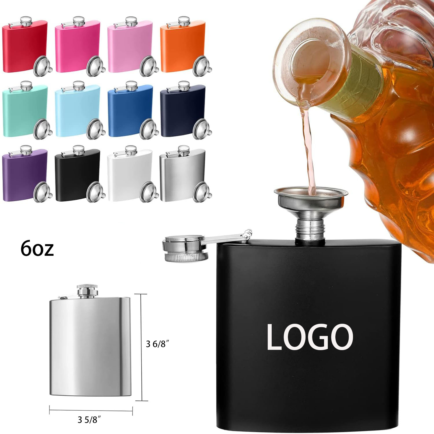 6 oz Stainless Steel Whiskey Flask