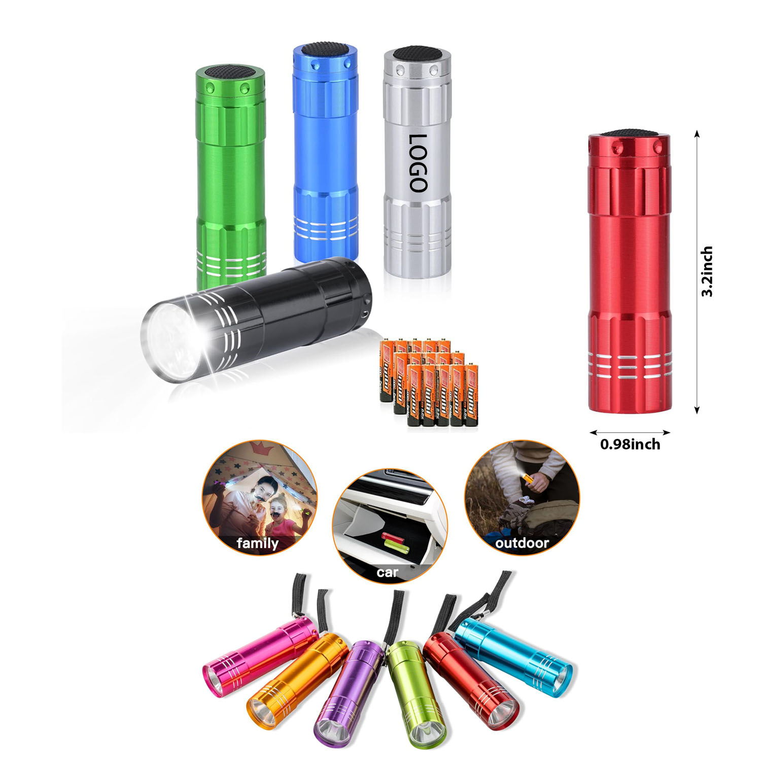 9 LED Mini Aluminum Flashlight