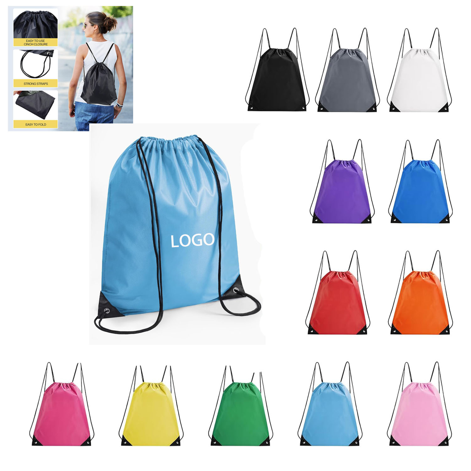 Nylon Backpack Draw String Bags