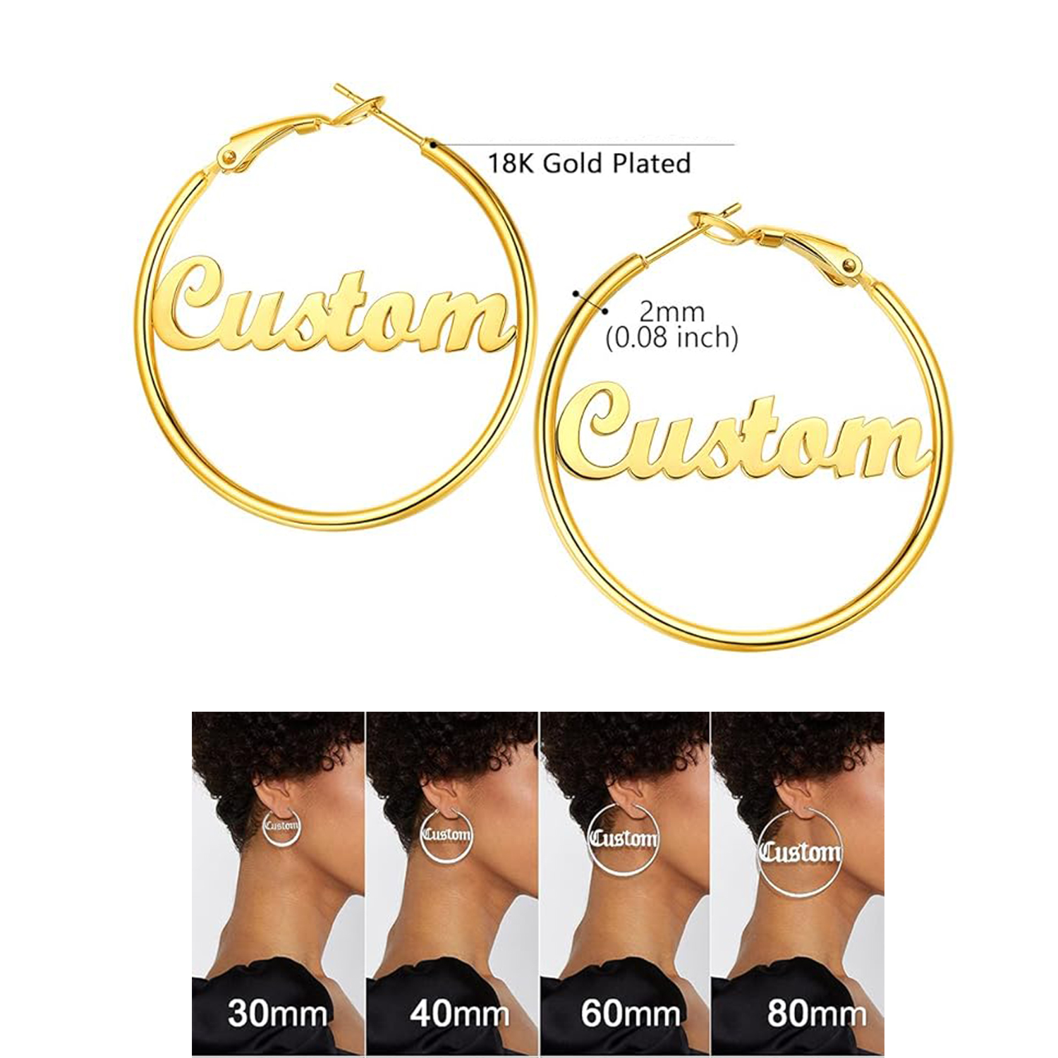 Large Name Earrings Personalized