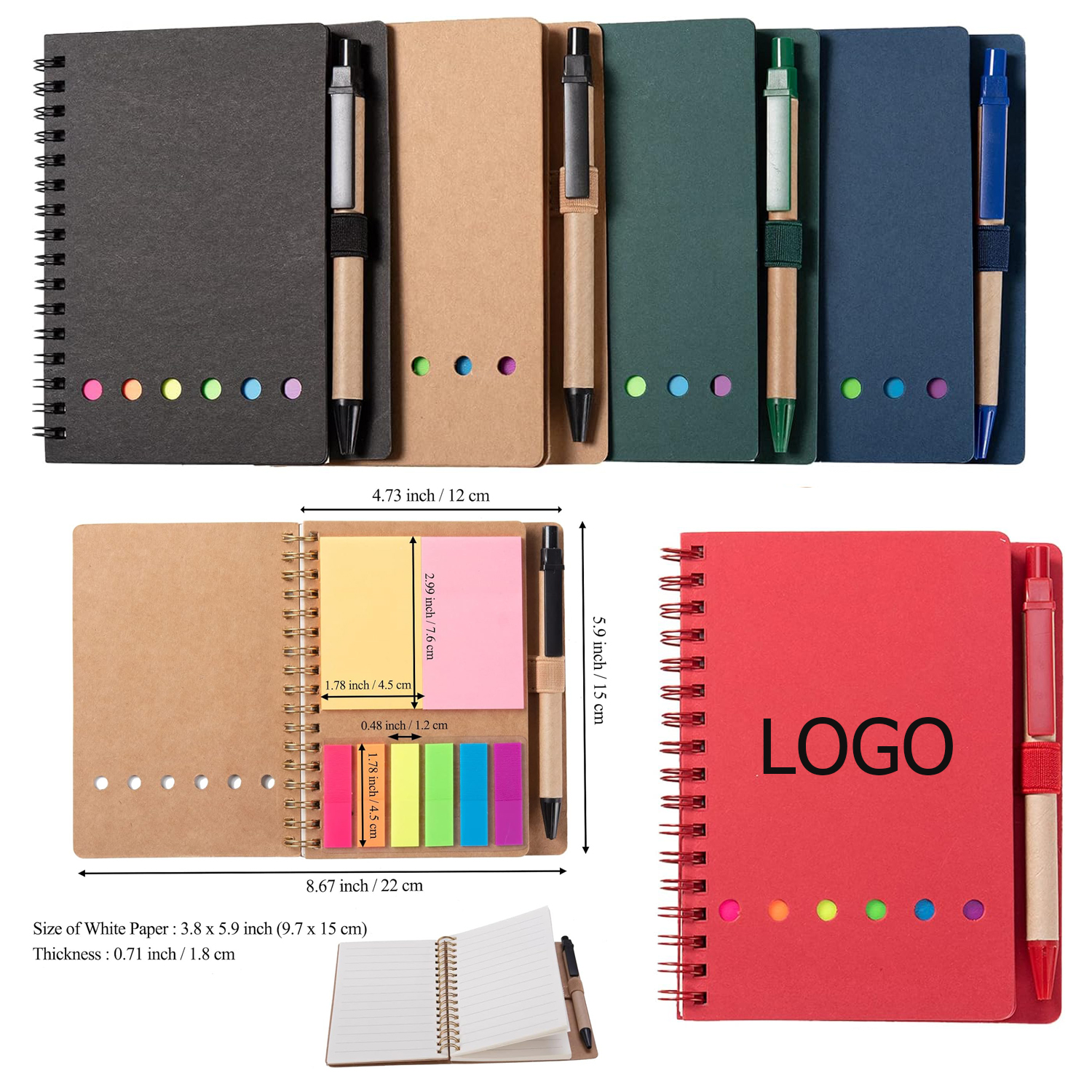 Notebook Steno Pads Lined Notepad with Pen in Holder