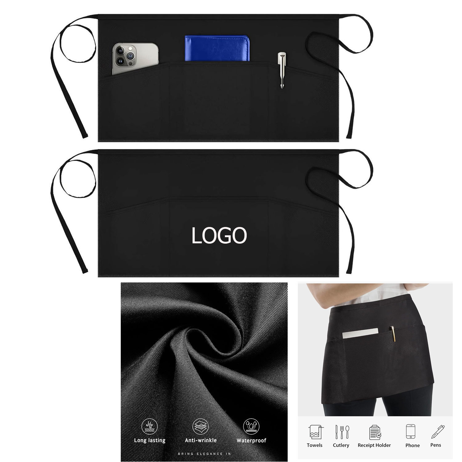 Waterdrop Resistant Waitress Waiter Waist Apron