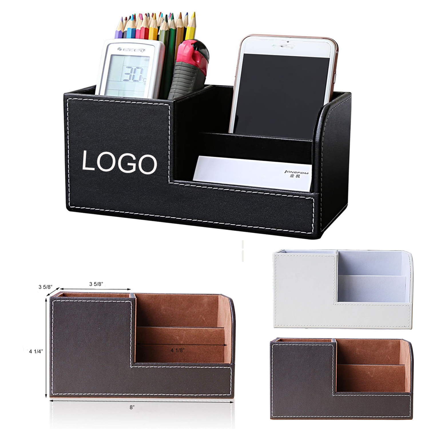 Leather Multi-function Storage Box Pen Holder
