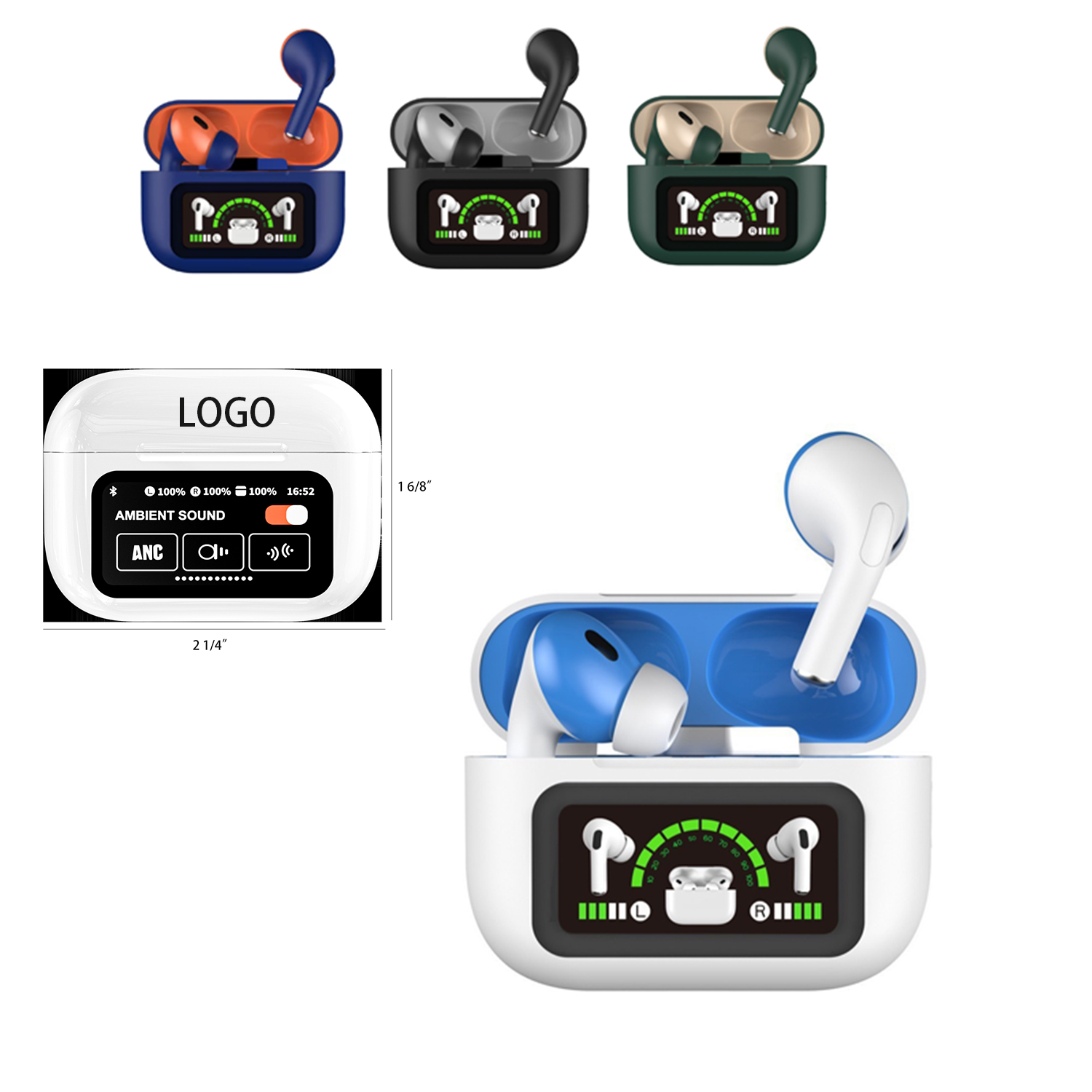 Noise Cancelling Smart Ear Headphones with Touch Screen