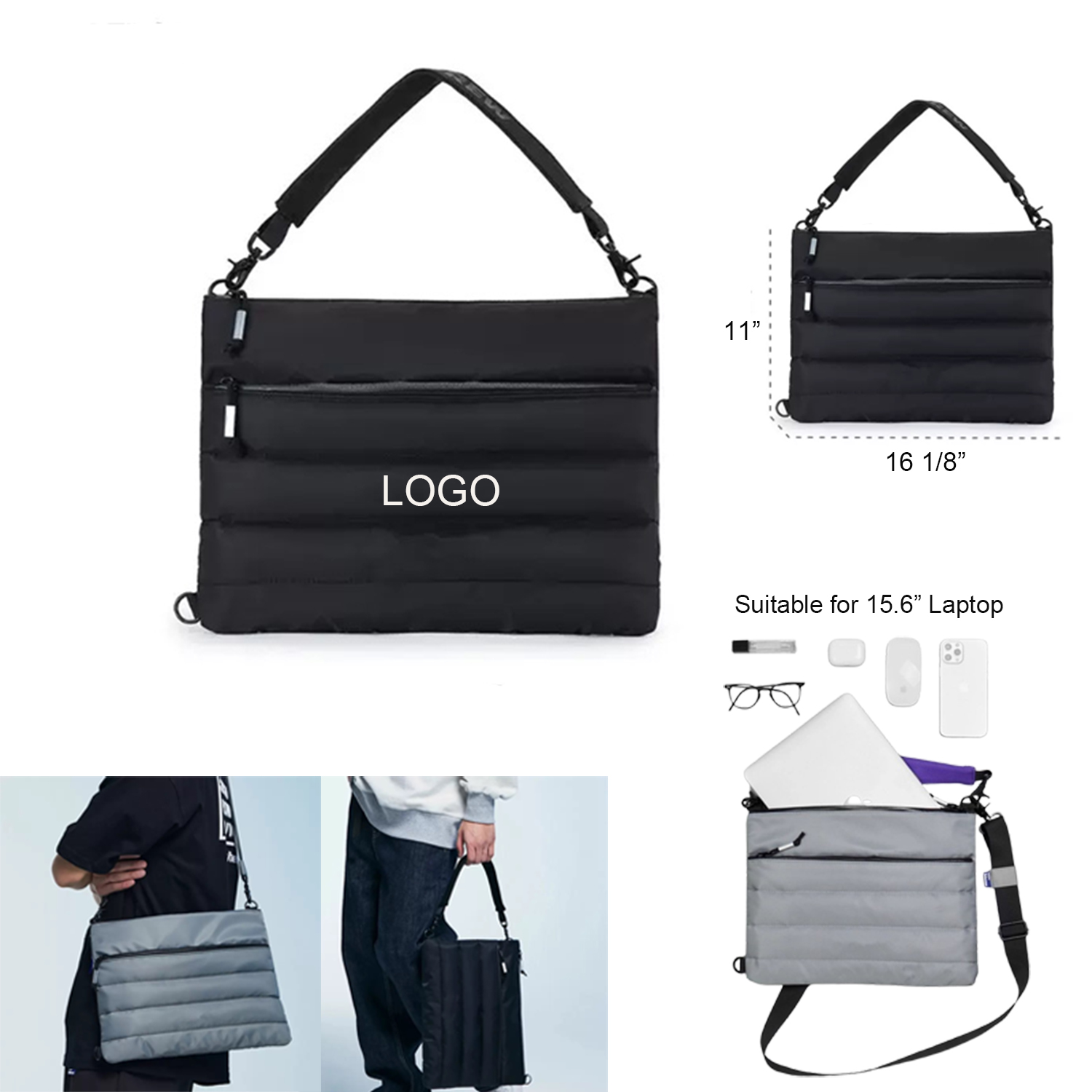 Puffy Laptop Shoulder Bag